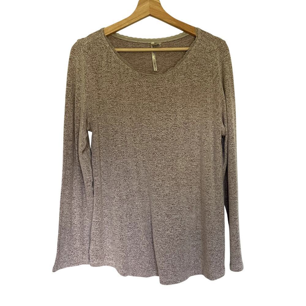 Soma purple white speckled long sleeved soft sleep shirt women's size L rayon